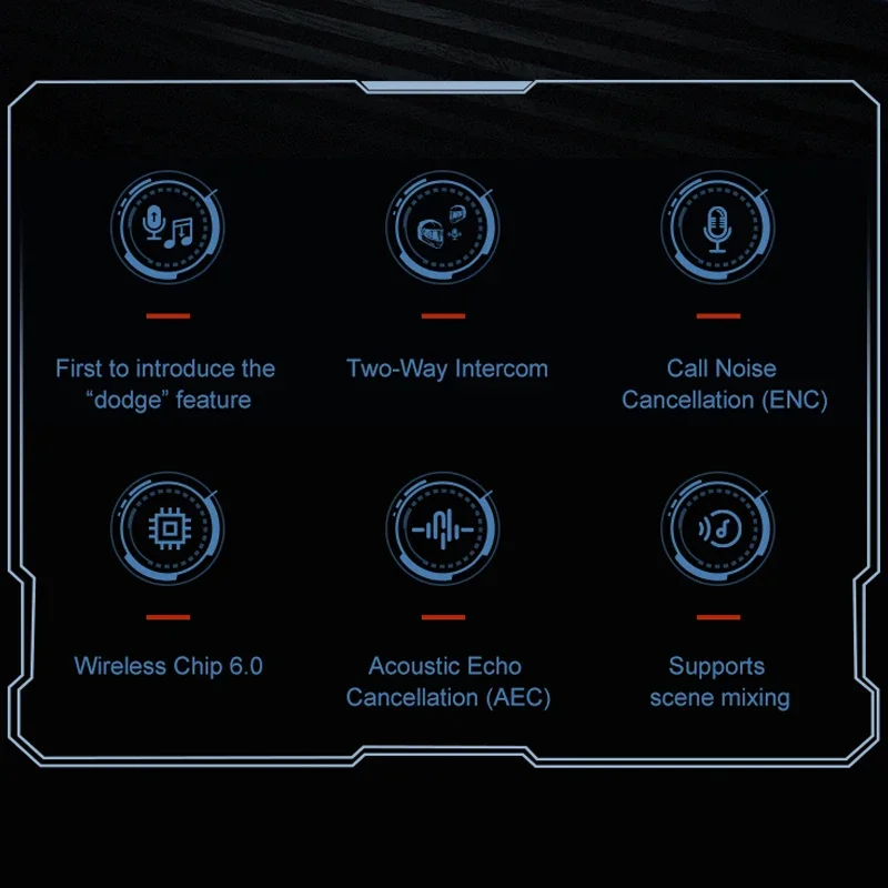 KEBIDUMEI Q26pro Bluetooth6.0 Motorcycle Helmet Intercom Headset Hands-Free Call Music Player Earphone with RGB Ambient light