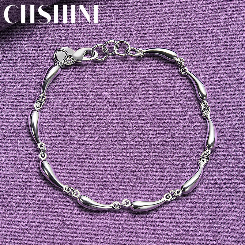 

CHSHINE 925 Sterling Silver Water Drop Chain Bracelet Fashion Charm Wedding Party For Women Jewelry Gifts