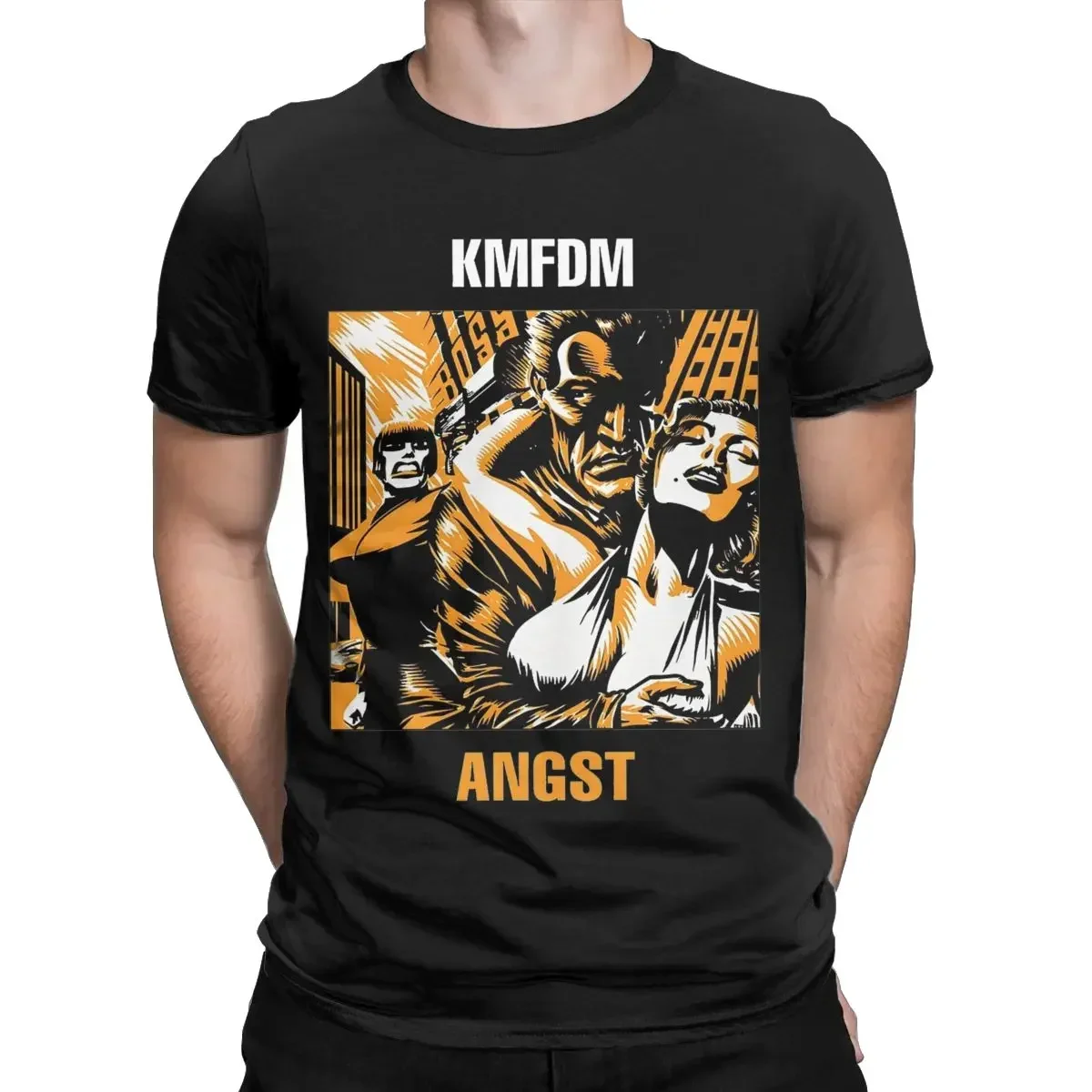 Men T-Shirts KMFDM Novelty Pure Cotton Tees Short Sleeve T Shirt Round Neck Tops Plus Size Man Sanitys Falls Sally Face Logo