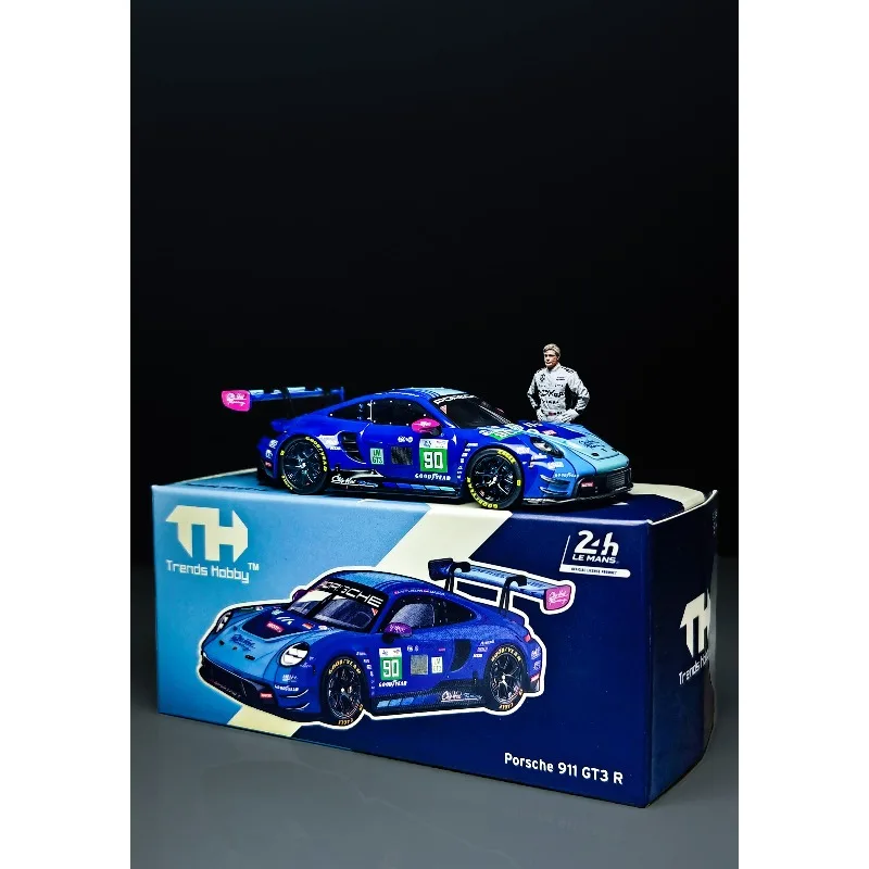 In Stock Trends Hobby TH 1:64 Porsche 911 GT3 R -2025 LeMans 24H LMGT3 #90 Alloy Die Cast Car Model Collection Gift