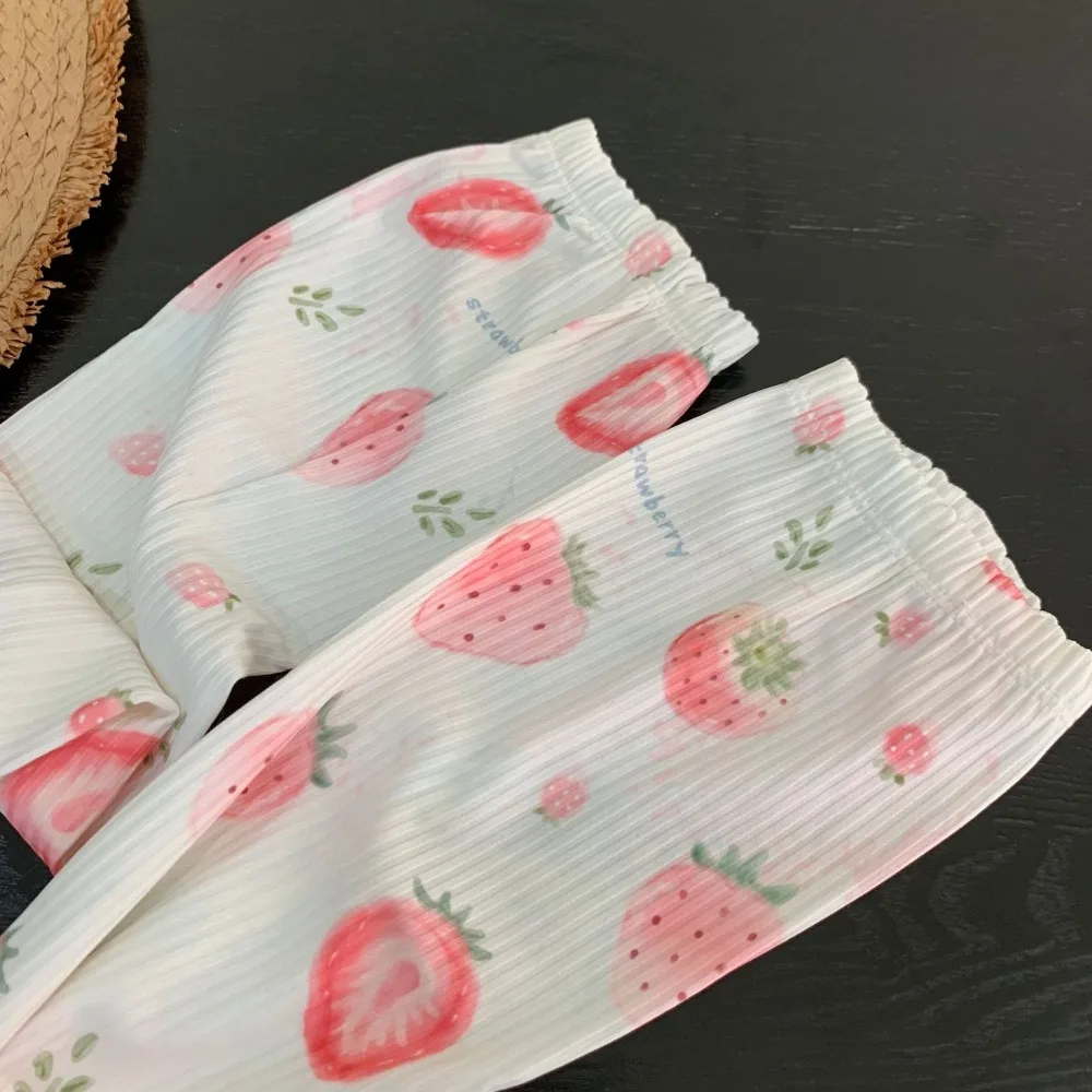 Pomarańczowe Owoce Chłodzące Rękawy na Ręce Motyl Melon Truskawka Rękawy Chroniące Przed Słońcem Koronkowe Kwiaty Arbuz Nakładki na Ręce Dziewczyna