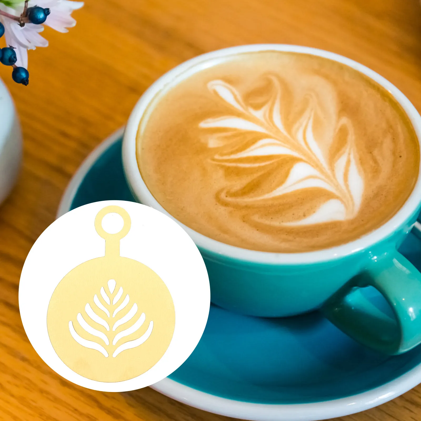 4Pcs Premium Stainless Steel Coffee Art Stencils Latte Cappuccino Templates Milk Spray Powder Sieve for Dessert Card Festival