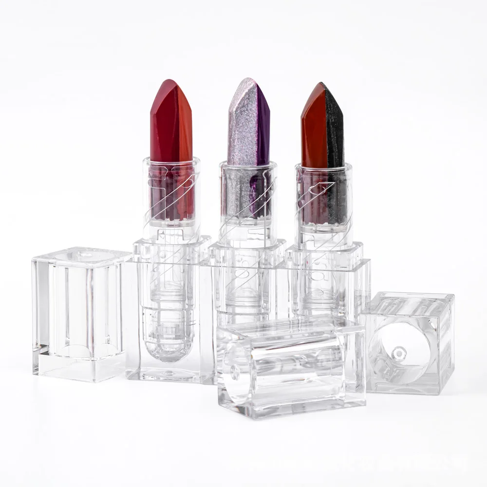 Rossetto 3Colors con Logo Personalizzato, Rosso-Castano Scuro, Doppia Punta, Private Label, Lunga Durata, Impermeabile e Resistente al Sudore