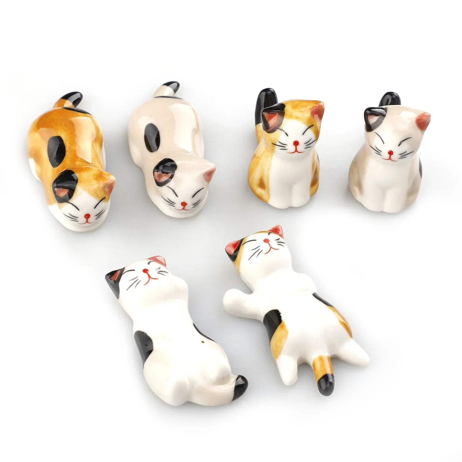 Juego de soporte para palillos, decoración de mesa, palillos de rana de cerámica, soporte para cucharas, adornos duraderos, tenedor, cuchillo, soporte, vajilla para gatos