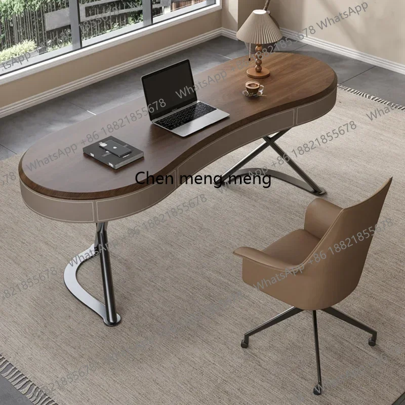 

France Minimalism Office Desks High-end Design Creative Computer Office Desk Metal Frame Office Furniture Bureau De