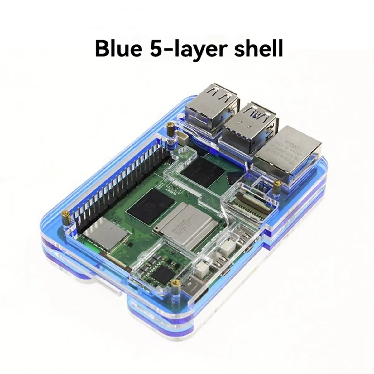 DTC5 For 5 Acrylic Shell Supports Installation Heat Sinks and Fan for RPi 5 Accessories Blue