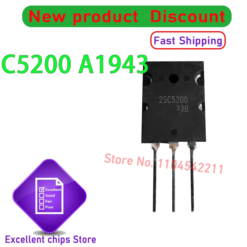 

10pcs/lot Original 2SA1943 TO-3P 2SC5200 TO-3PL 3pair (5PCS SC5200 SA1943) TTC5200 TTA1943 100% New IC Chip In Stock
