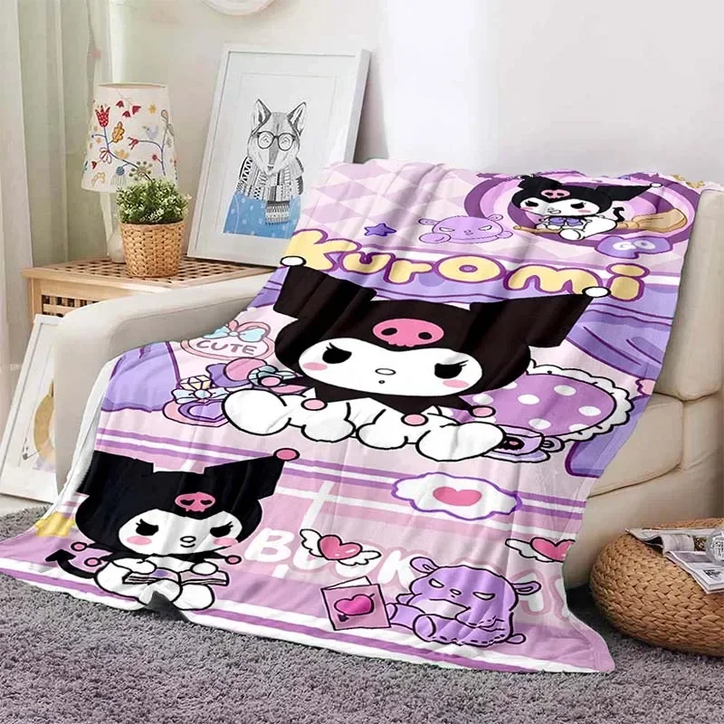 Kuromi Printed Blanket Children Adult Blanket Soft and Warm Bedding for Bed Sofa Outdoor Travel Cover Blanket Large Size