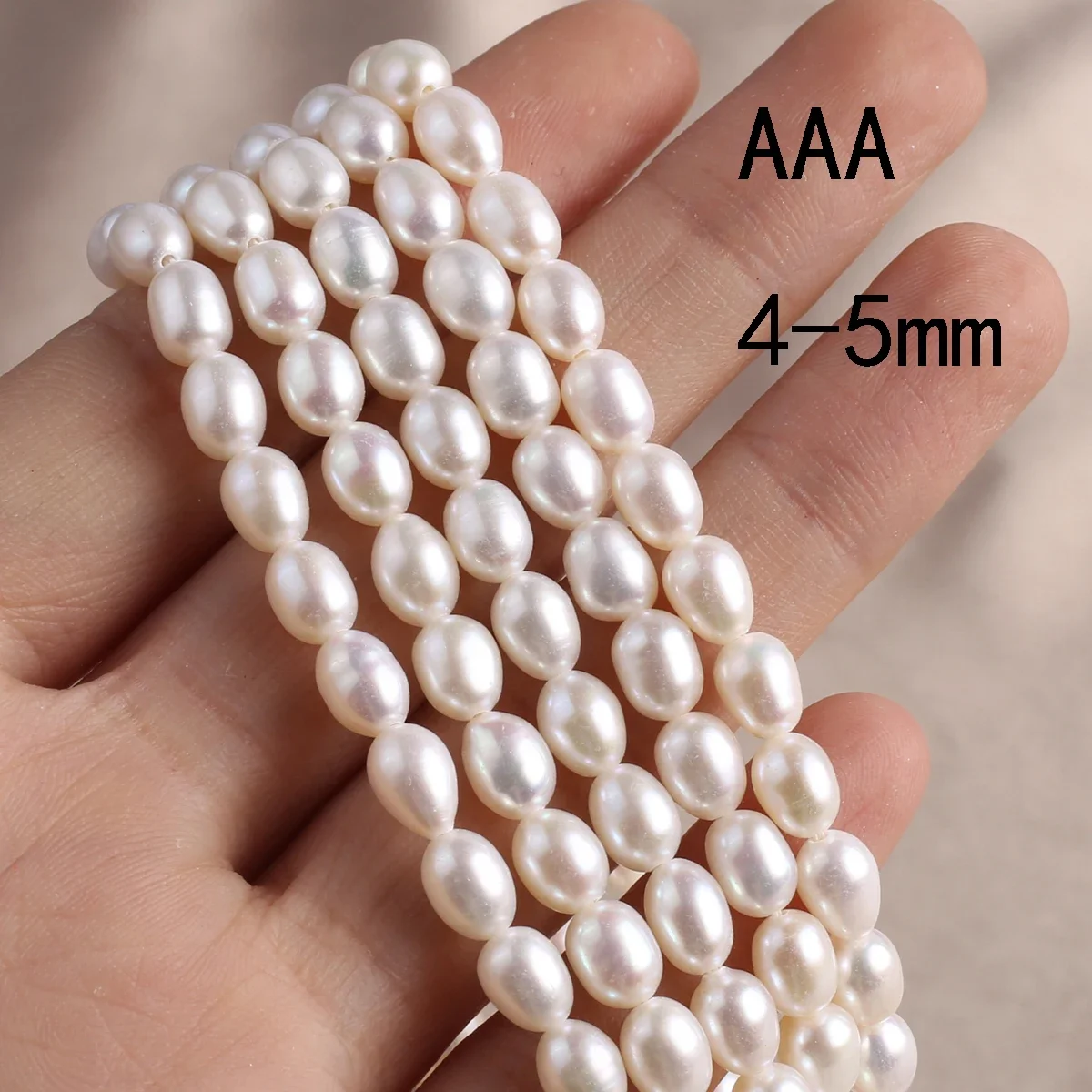 

Natural Freshwater Pearl Beaded AAA 4-5mm Rice Shape Punch Loose Beads for Make Jewelry DIY Bracelet Necklace Accessories