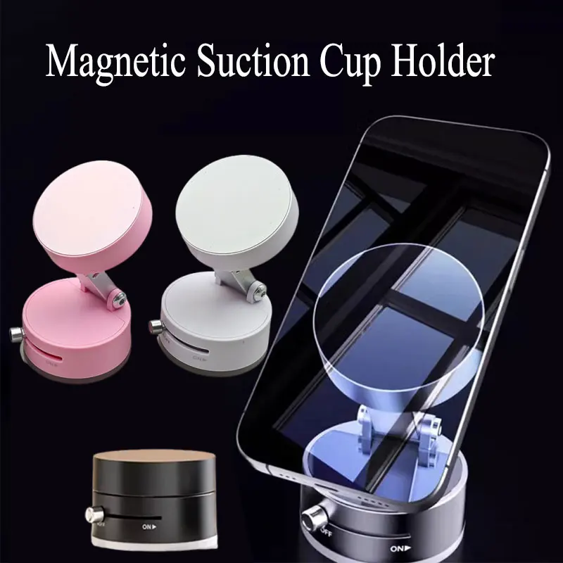 

1Pc Black White Pink Vacuum Magnetic Phone Stand Car GPS Bracket Suction Cup Holder Foldable For iPhone Android Smartphone