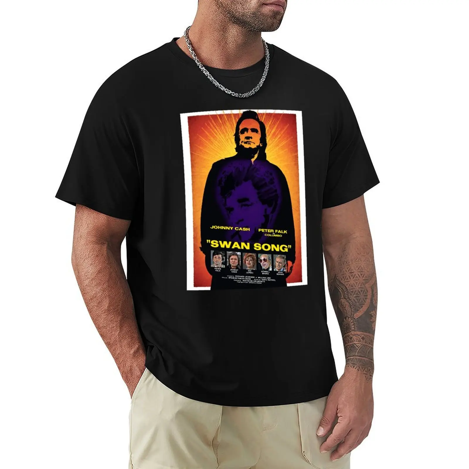 COLUMBO - Swan Song - Vintage Style Poster T-Shirt Basic Casual Wear Short Sleeve Top