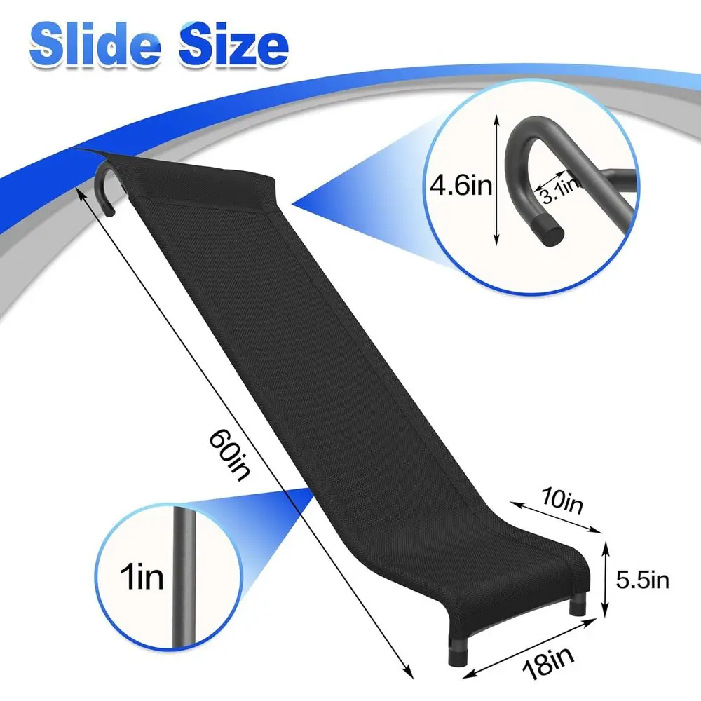 Universal Trampoline Ladder Slide kit, 3 Steps Wide Step for Trampoline, Trampoline Accessories Slide with Buffer Section for Ch
