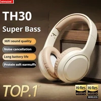 Auriculares TH30 HIFI con graves impactantes, inalámbricos por Bluetooth, con reducción de ruido, deportivos, para jugadores, con micrófono HD, compatible con TF/AUX
