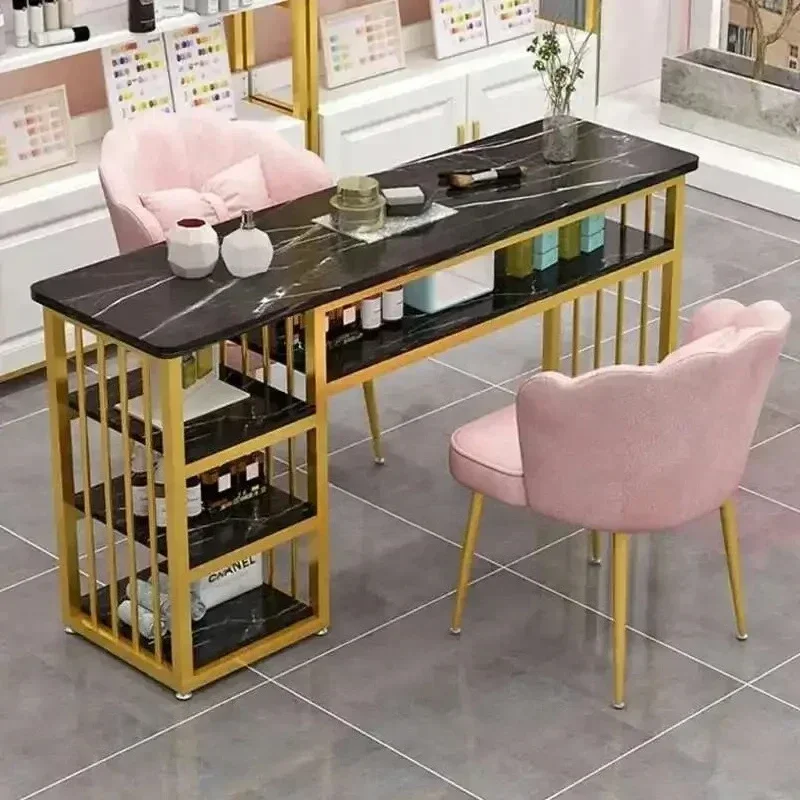 유럽 ​​패션 Ins 테이블과 의자 세트 더블 매니큐어 가구 전문 미용실 네일 테이블 럭셔리 미니멀리스트