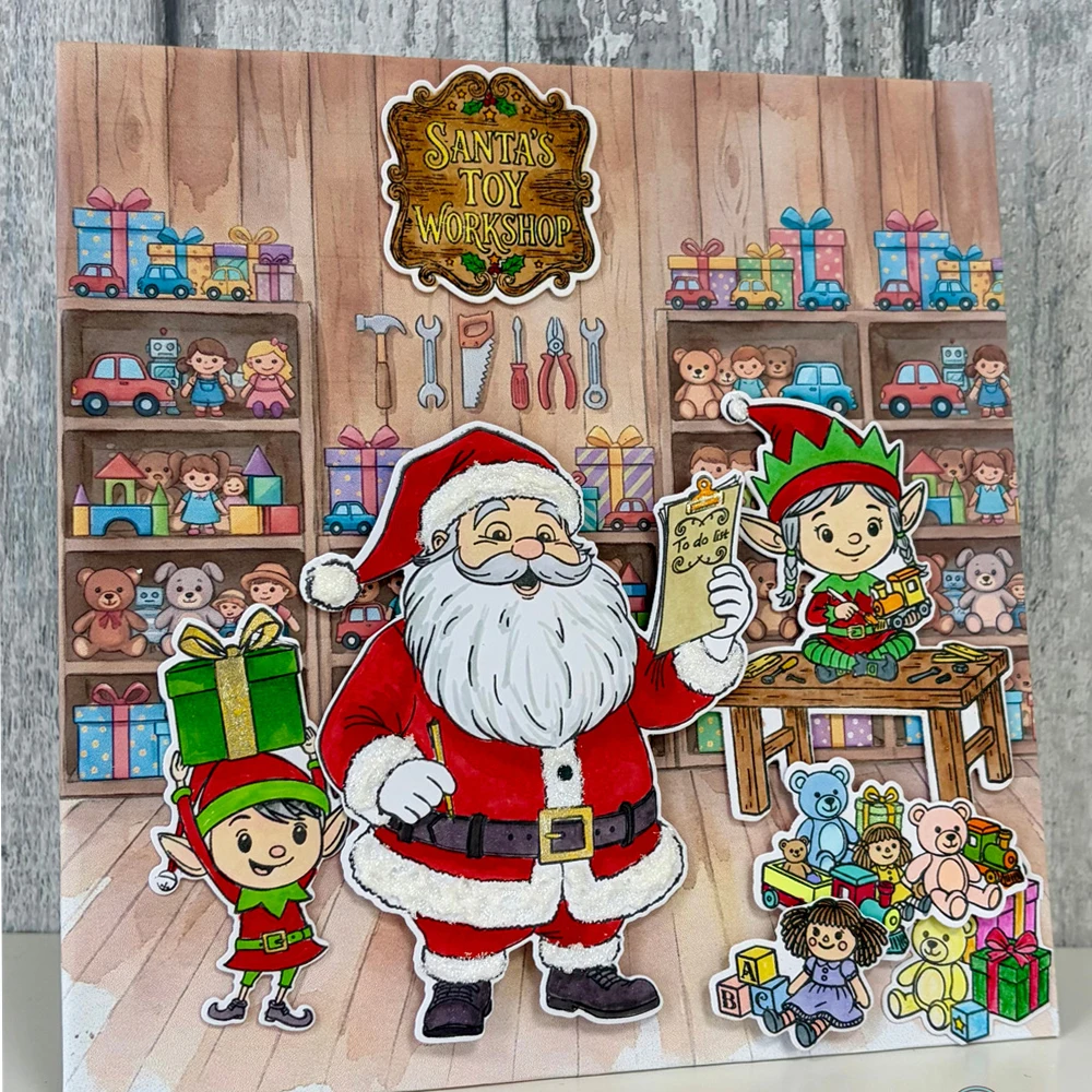 Jamie Rodgers Crafts Christmas Toy Frame Santa\'s Workshop Metal Cutting Dies Stamps for DIY Handmade Scrapbooking June 2026 New