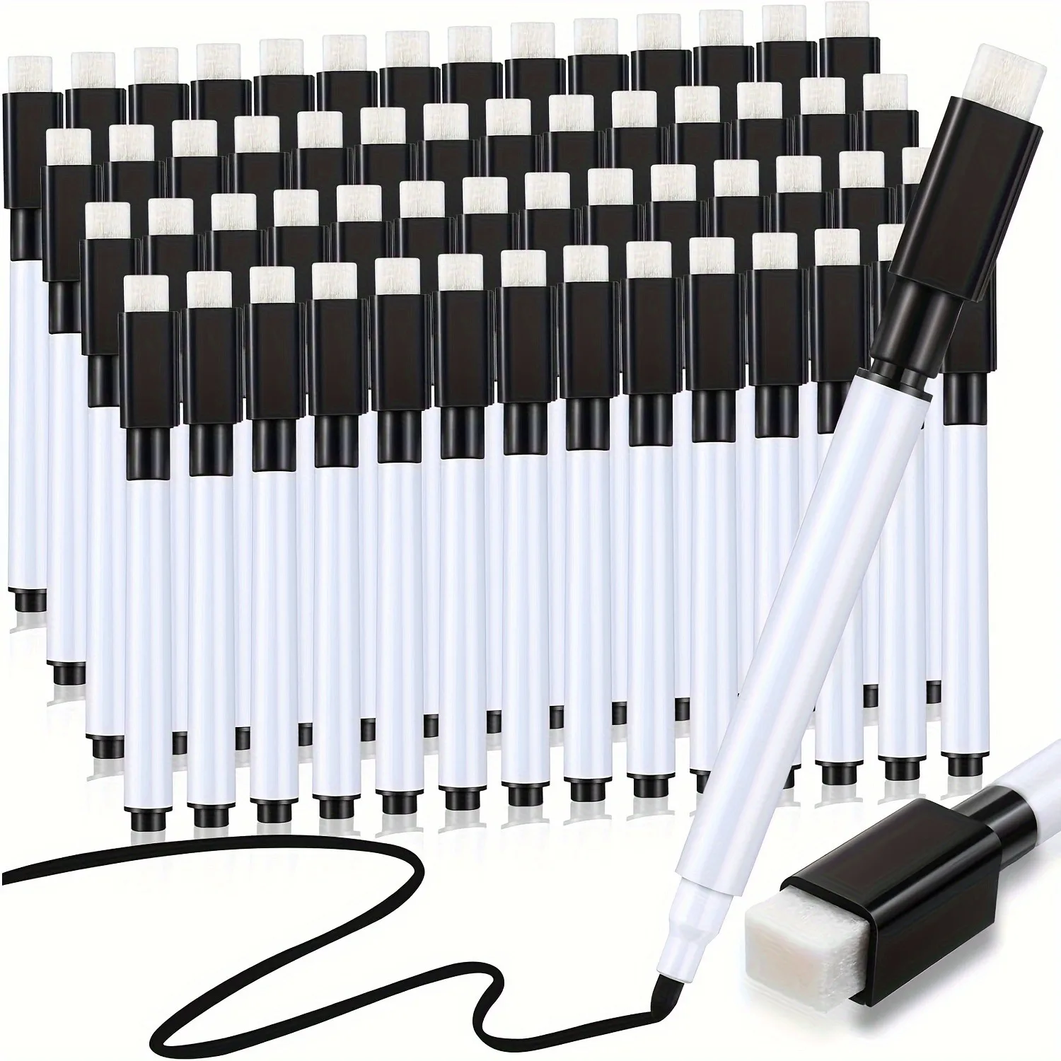 Easy drying Erasable pen set with rubber cap, instructional presentation whiteboard marker, fine tip drawing pen for Student