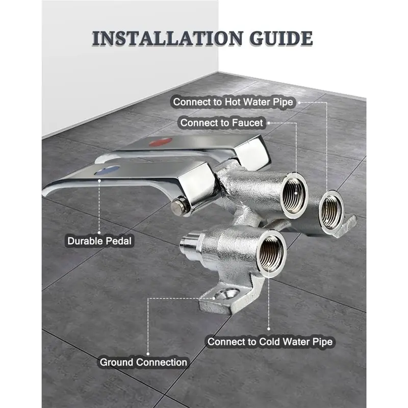 ABVG-For Commercial& Institutional Use Foot Operated Faucet Valve-Dual Knee Control Non-Contact Hands-Free Sink Pedal