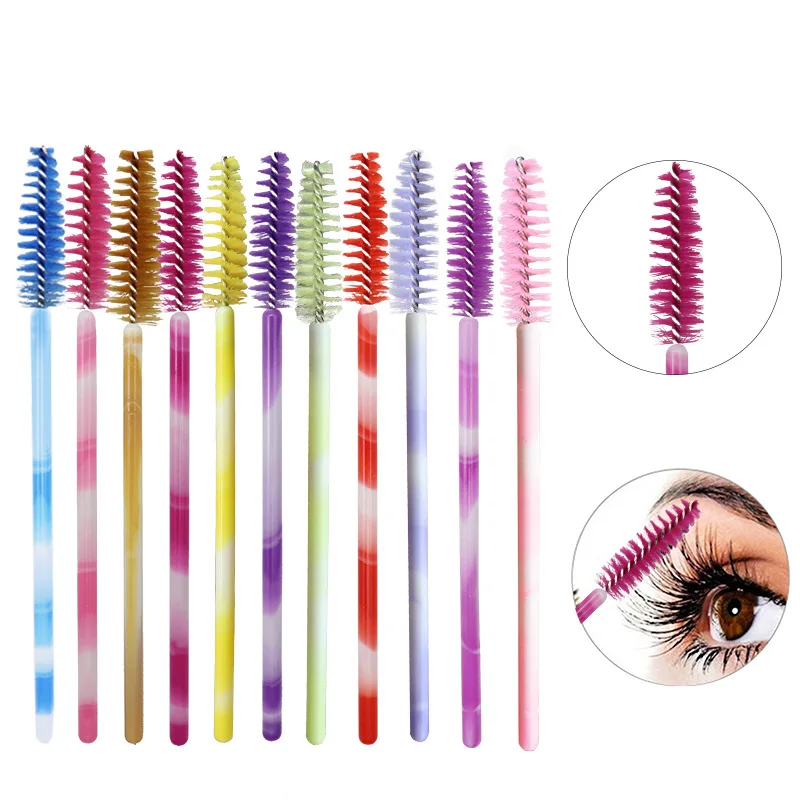 Brosse à mascara bicolore en nylon, peigne à boucle de cils, brosse à mascara colorée, le plus récent, 50 pièces