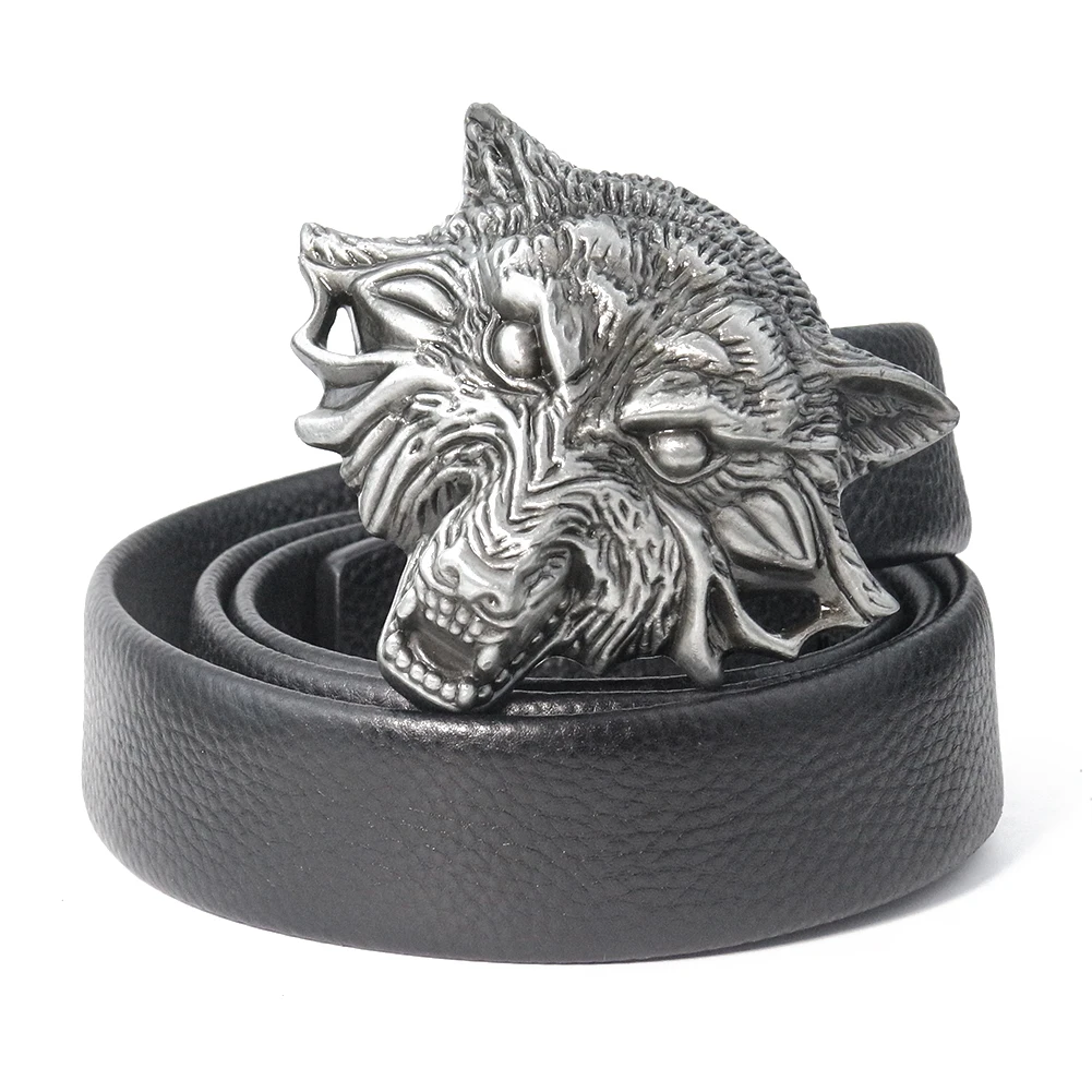 Heavy 3D Punk Wolf Belt Buckle Vintage Wild Animal Leather Craft Pewter Strap Cowboy Large Man Jeans Statement Male Accessory