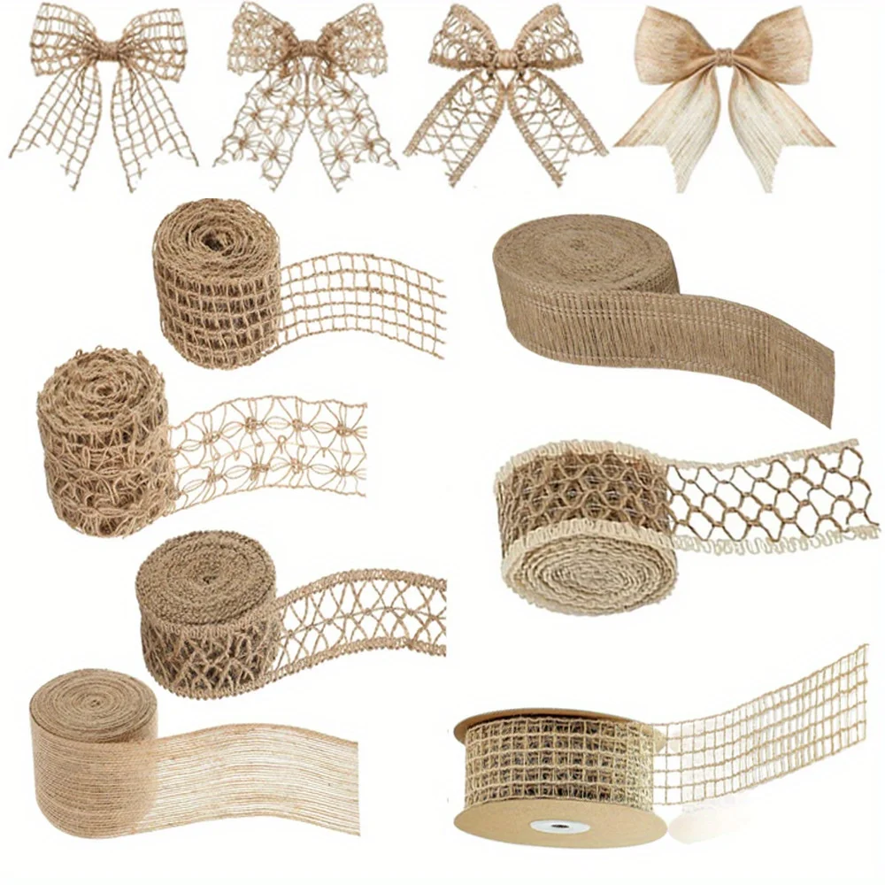 1roll of Burlap Ribbon Jute Burlap Tie Ribbon Mesh Burlap Ribbon Weeding Ribbon Decoration Craft Holiday Party for DIY Craft