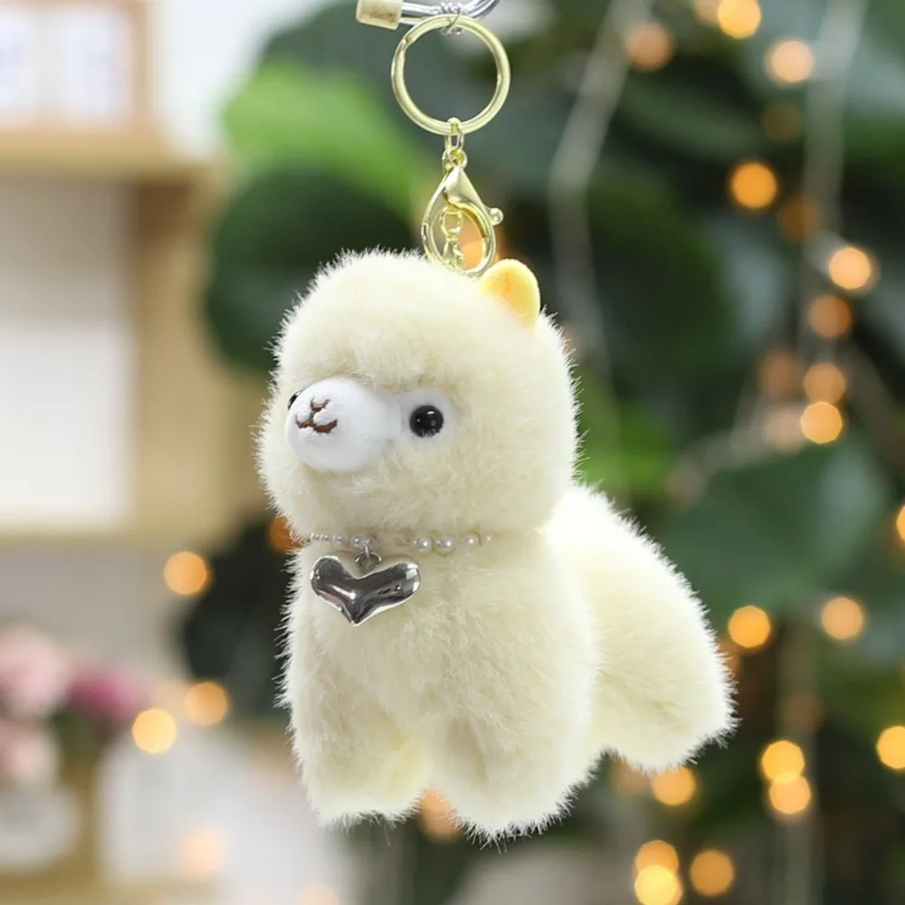 Portable Alpaca Pendant PP Cotton Soft Fluffy Texture Keychain Ornament Mini Sheep Gift