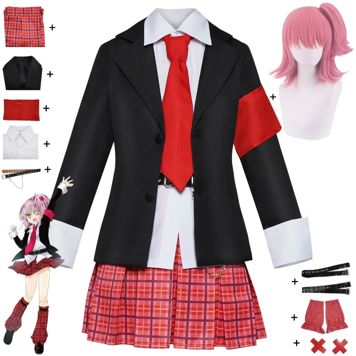 Anime Shugo Chara Hinamori Amu Cosplay Costume Humpty Lock Japanese JK School Uniforms Skirt Wig Woman Lovely Campus Suit