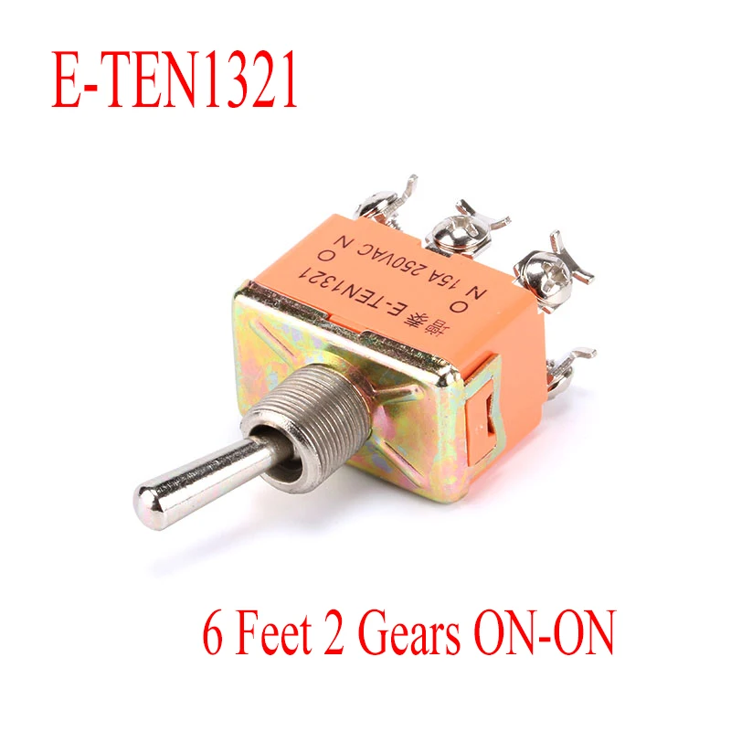 1PCS E-TEN1321 6PIN 15A 250V SPST Toggle Switch 6 Feet 2 Gears ON-ON Self-locking Waterproof Cap Toggle Switch