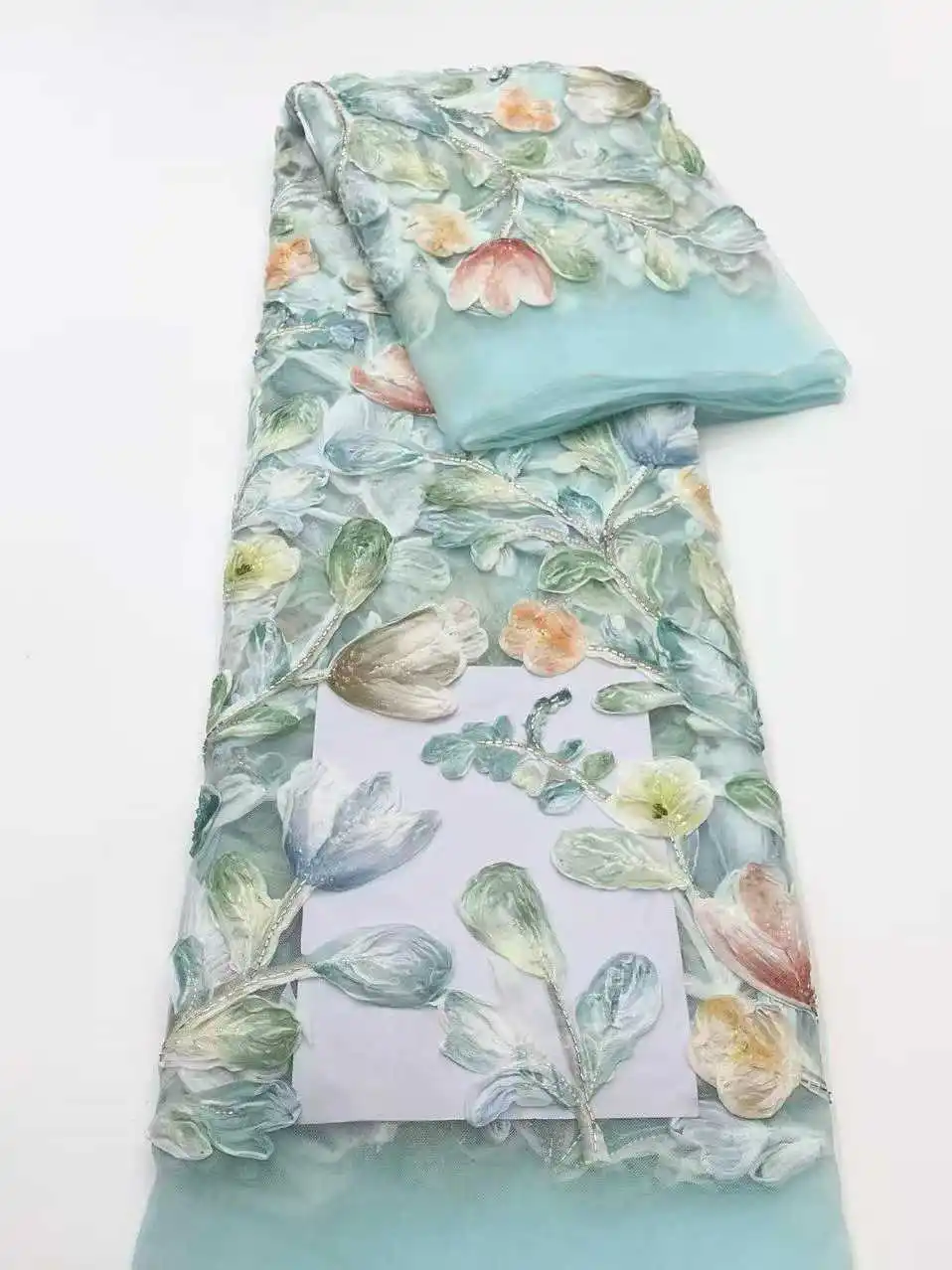 Ultimo tessuto africano del pizzo del fiore 3D ricamo tessuto francese del pizzo della maglia fiore di lusso sposo pizzo nigeriano di tulle per la festa