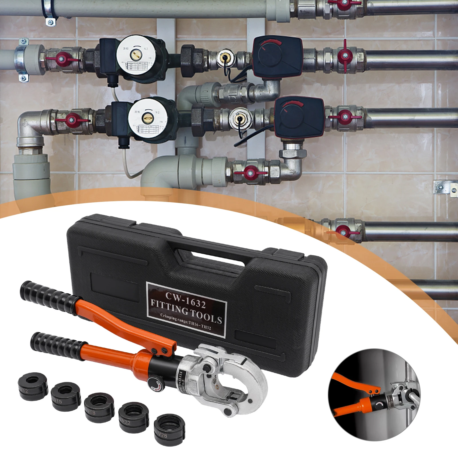 CW-1632 Orange 8T Hydraulikzange, 360 ° Drehbare, hochwertige Hydraulikzange, anpassbar an verschiedene Arbeitsumgebungen – Detail 7