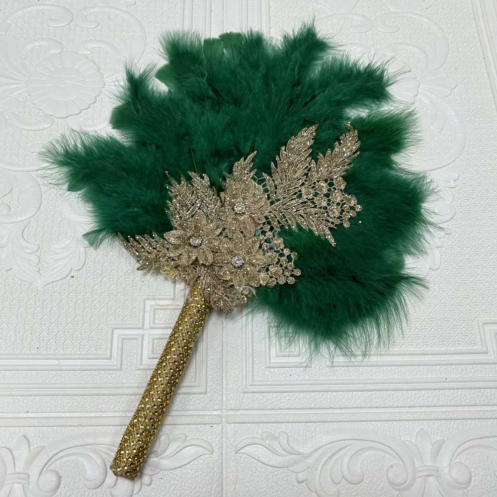 13 grammes de plumes de dinde colorées teintées Boa 2 mètres Écharpe en plumes décorative moelleuse en ruban Accessoire de couture pour robe de mariée-verre vert, 2 mètres