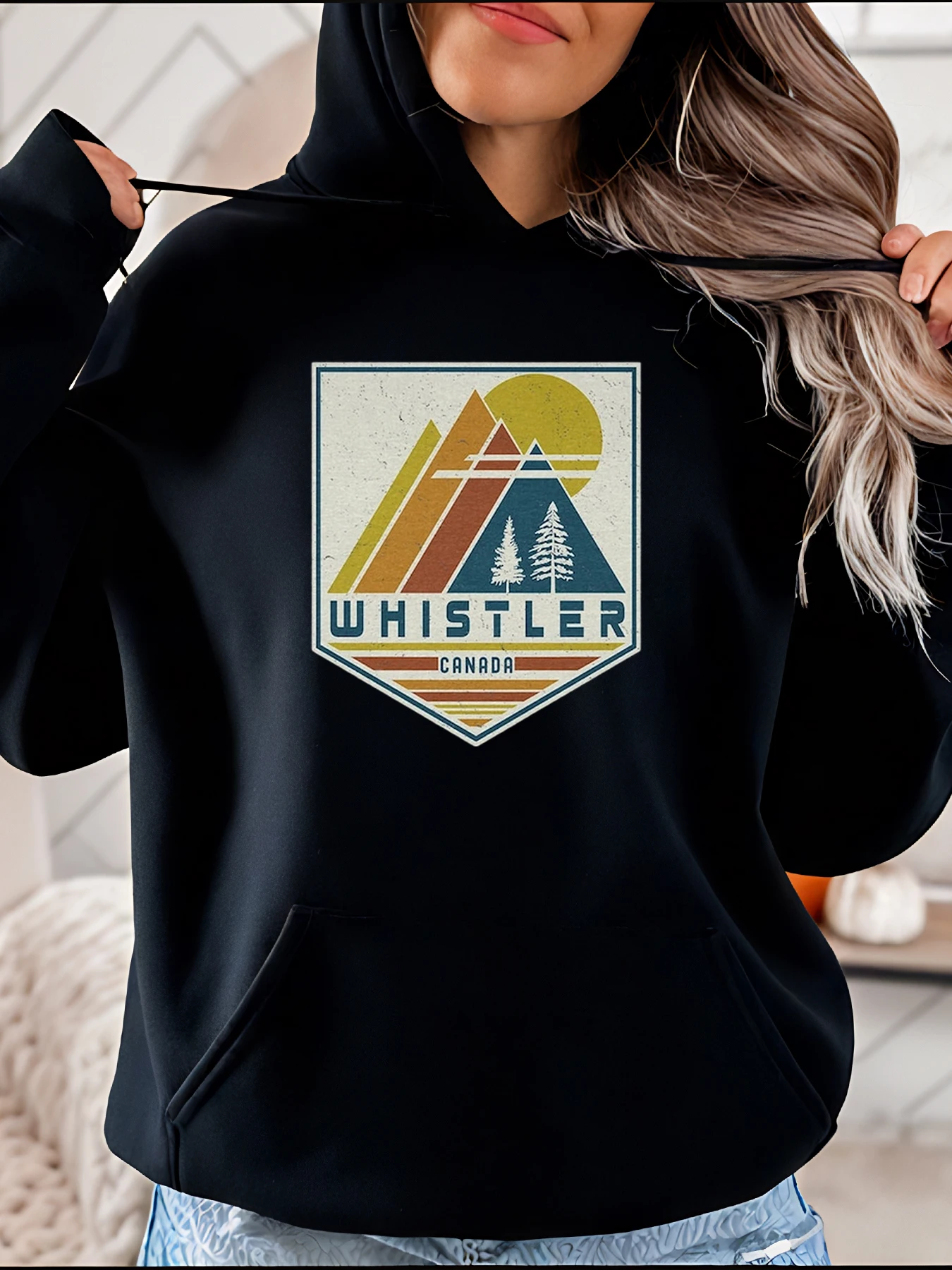 

Толстовка с капюшоном Whistler Canada, горный пейзаж, принт, унисекс, повседневная толстовка, уличная приключенческая женская и мужская мода