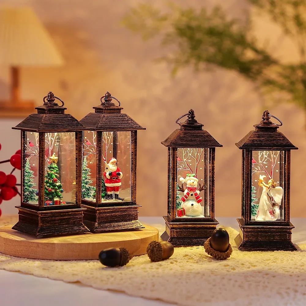 Christmas Little Night Lamp Festive Warm White LED Light Lantern Decoration Indoor Outdoor Home Garden Table Ornament Ideal Gift