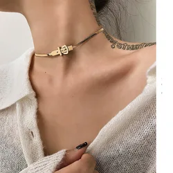Titanium With 18 K Gold Snake Chain Knot Necklaces Women Jewelry Punk Designer Club Cocktail Party Japan