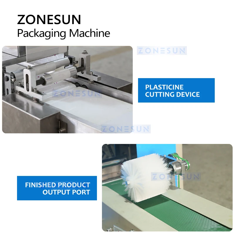 ZONESUN Horizontal Flow Bagging Machine Automatic Plasticine Sealant Feeding Cutting Sealing Packing Mass Production ZS-HYS450N
