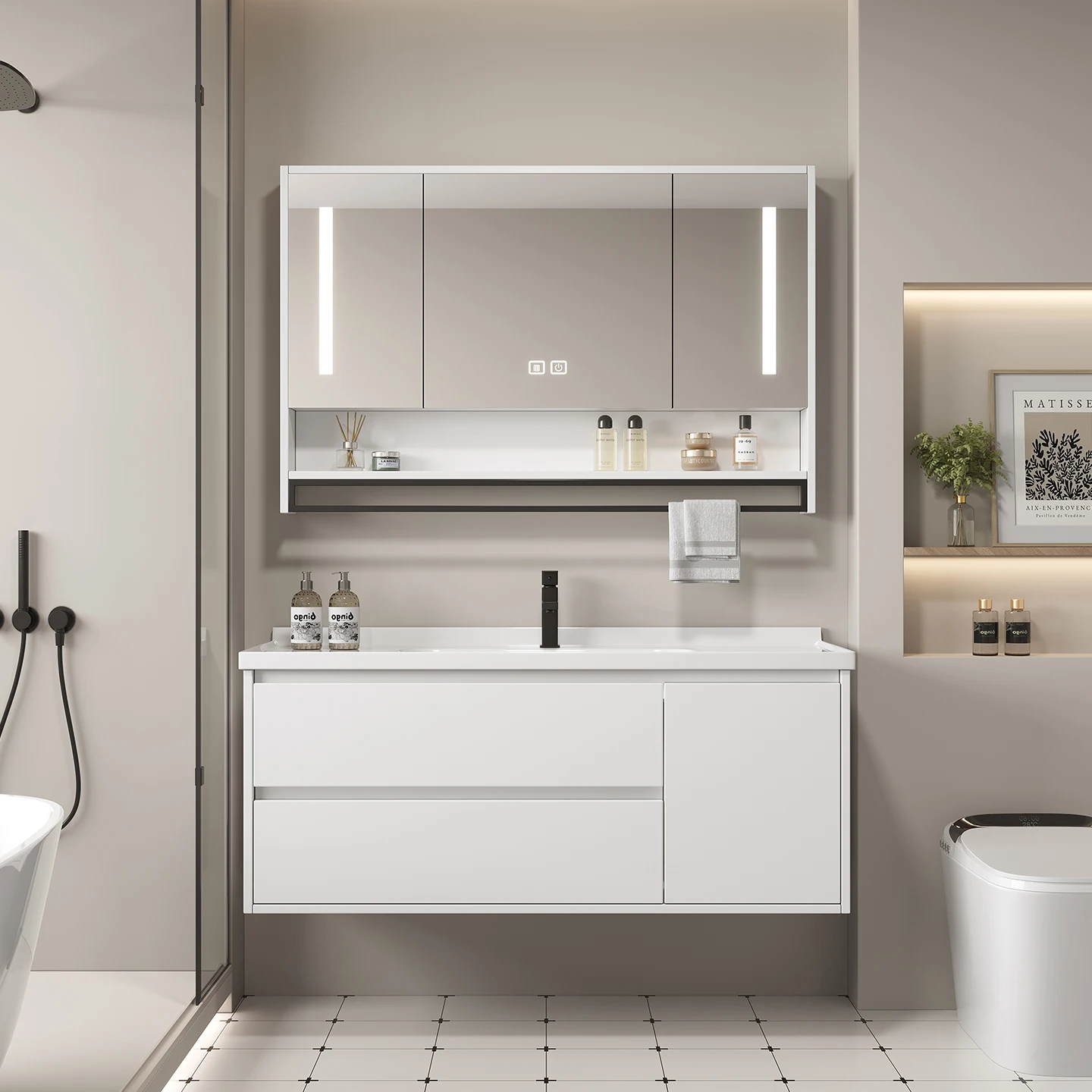 

Bathroom Cabinet Ceramic Integrated Basin Hand and Face Wash