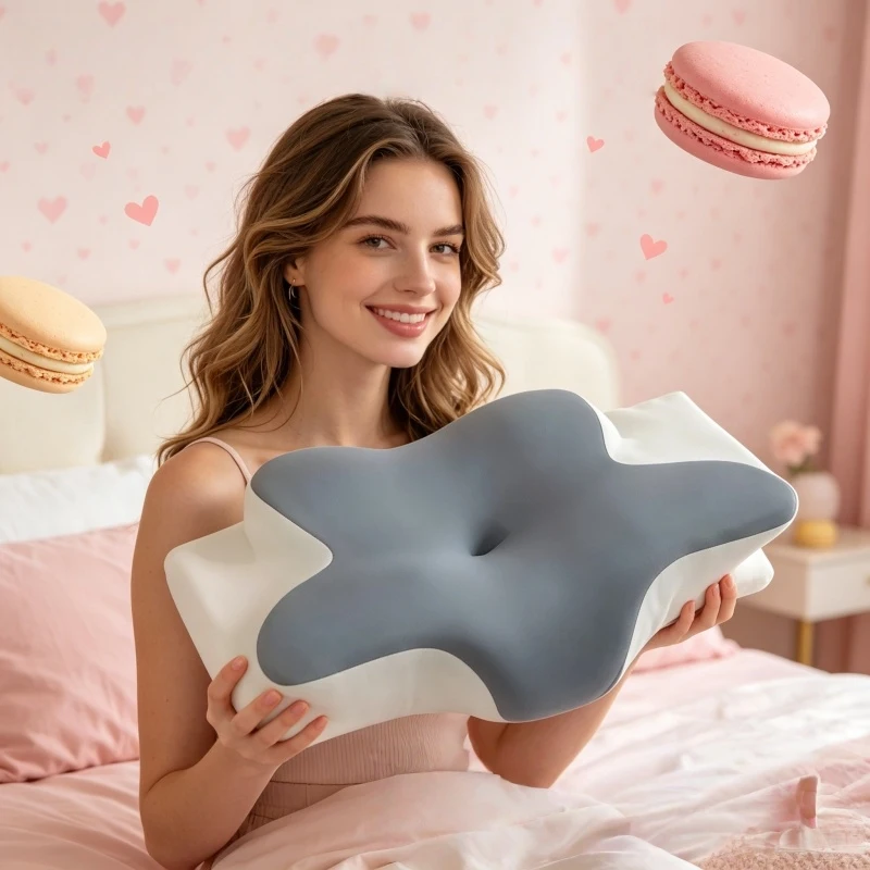 

Soft Breathable Almohada Ortopédica Cervical 2026 New Horn Butterfly Pillow Memory Cotton Slow Rebound Neck Support Sleep Pillow