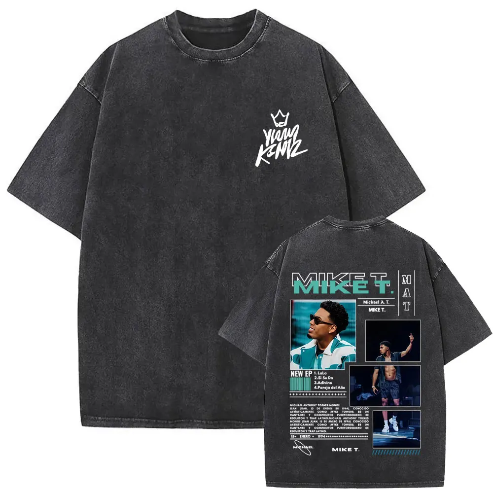 

Rapper Mike Towers Tour 2025 New Vintage Washed T-shrit Men Hip Hop Oversized T Shirts High Quality Cotton T-Shrits Streetwear