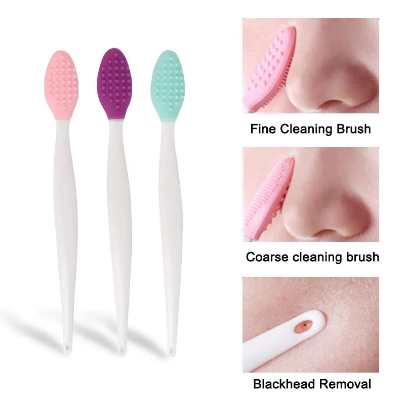 1PC/4PCS/5PCS/6PCS 페이스 실리콘 브러쉬 양면 코 립 페이스 클린 클렌징 스틱 블랙 헤드 제거 여드름 메이크업 브러쉬 썸네일 2
