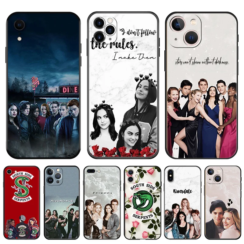 Black Soft Phone Case for Apple iphone 16 15 14 13 12 Mini XS 11 Pro Max XR 7 8 Plus X 16ProMax Fashion Riverdale Serpents Cover