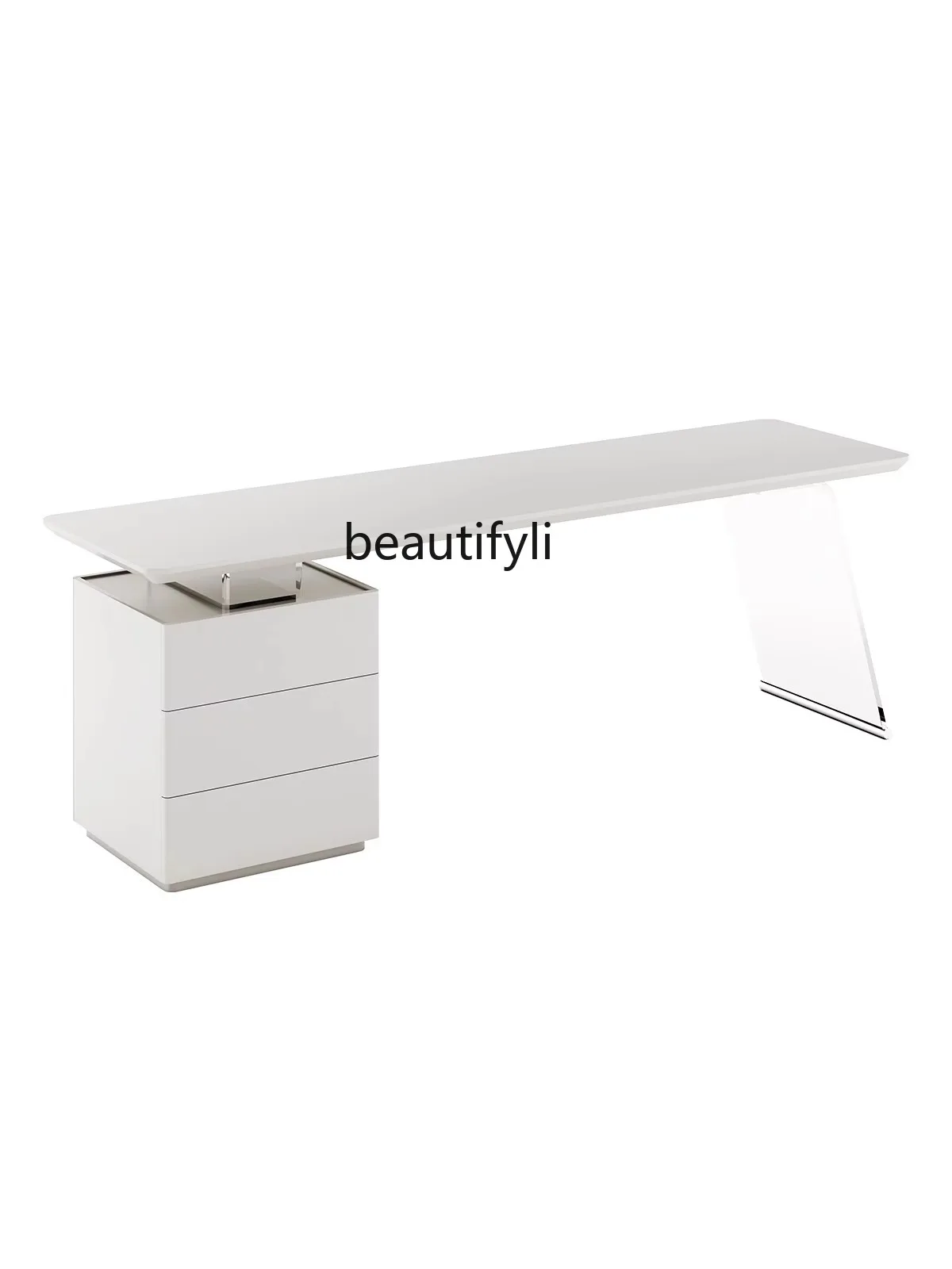 

Cream Style Boss Desk Acrylic Suspension Desk Modern Simple and Light Luxury Study Home Solid Wood Desk