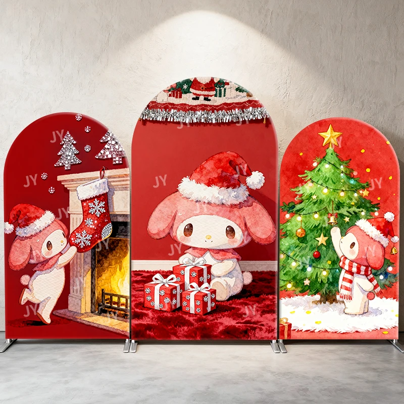 

My Melody Arch Backdrop Cover Sanrio Kids Birthday Indoor Outdoor Festive Photo Shoot Decor Prop Festival Photo Booth