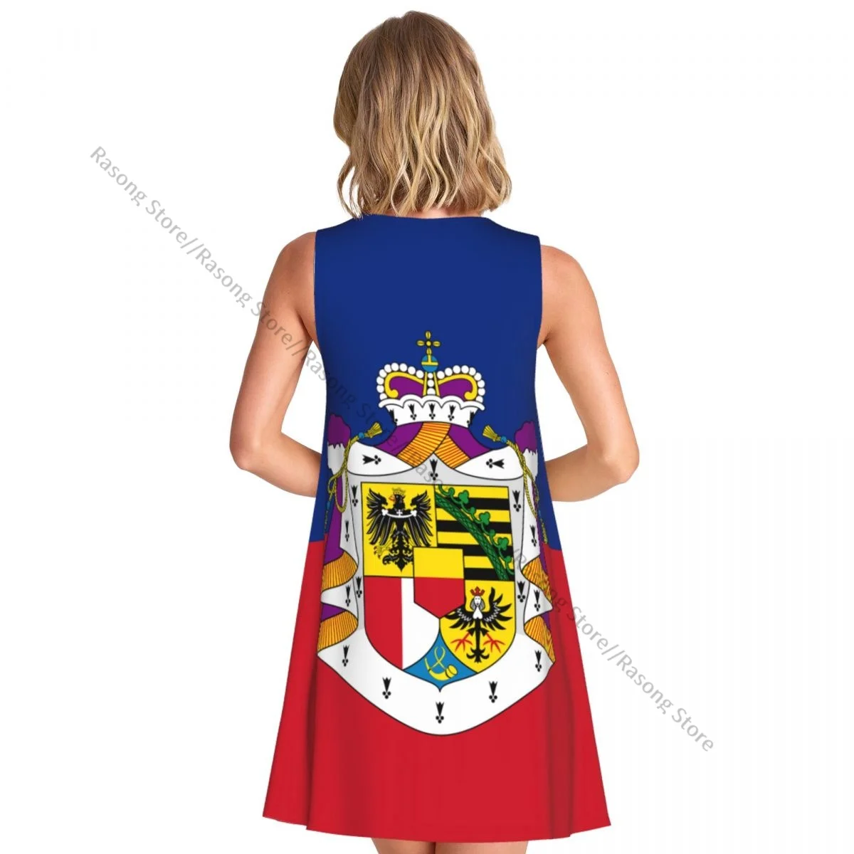 Abito da donna Bandiera di Liechtenstein State Summer Casual T Shirt Beach Cover up Tank Dress