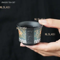 2 Pcs Chinese Purple Clay Teacup Exquisite Hand-painted Plum Blossom Pattern Tea Bowl Master Cup Teaware Drink Tea Accessories
