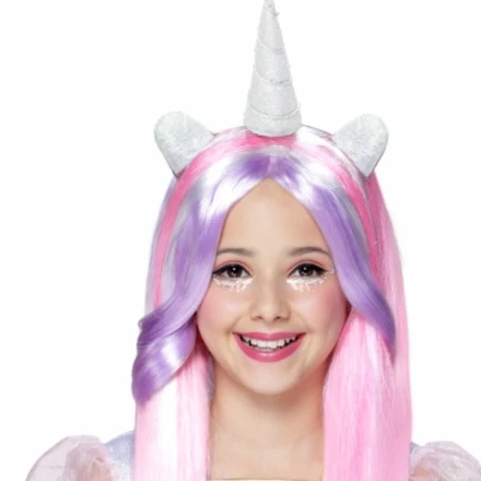 Unicorn Colorful Straight Pony Wig Children\'s Unicorn Cute Pink Horn Wig Hair Cover