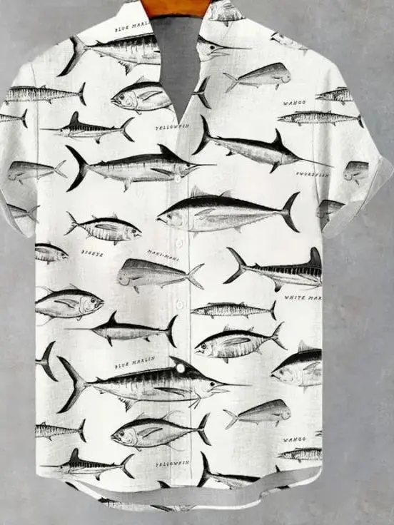 

Men's 3D Printed Button up Shirt Fashion Urban Style Short Sleeve Polyester Fabric Standard Fit Casual Top for Daily Wear