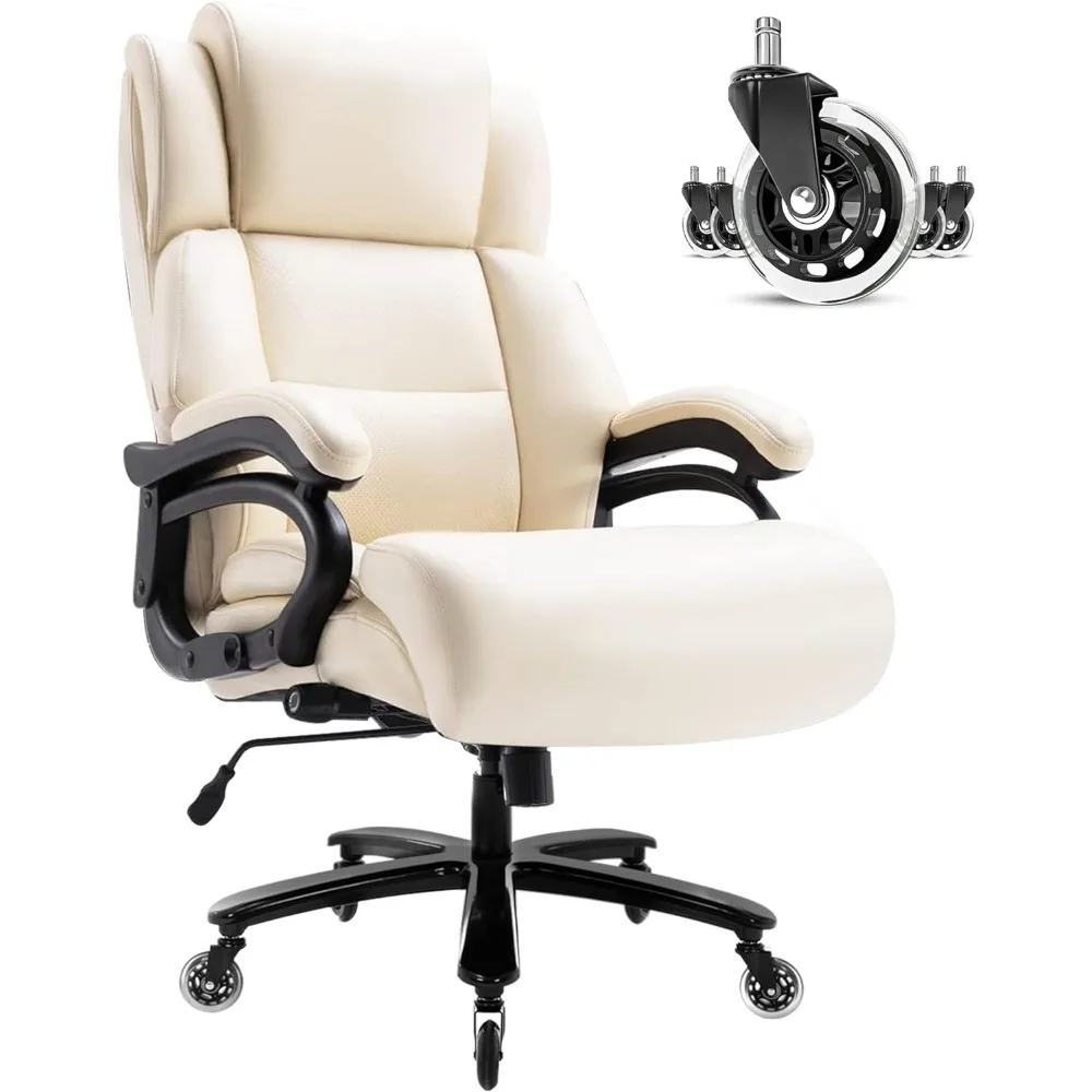 

High Back Office Chair with Thick Padded Armrests, Built-in Adjustable Lumbar Support, Comfortable Home Office Chair, Executive