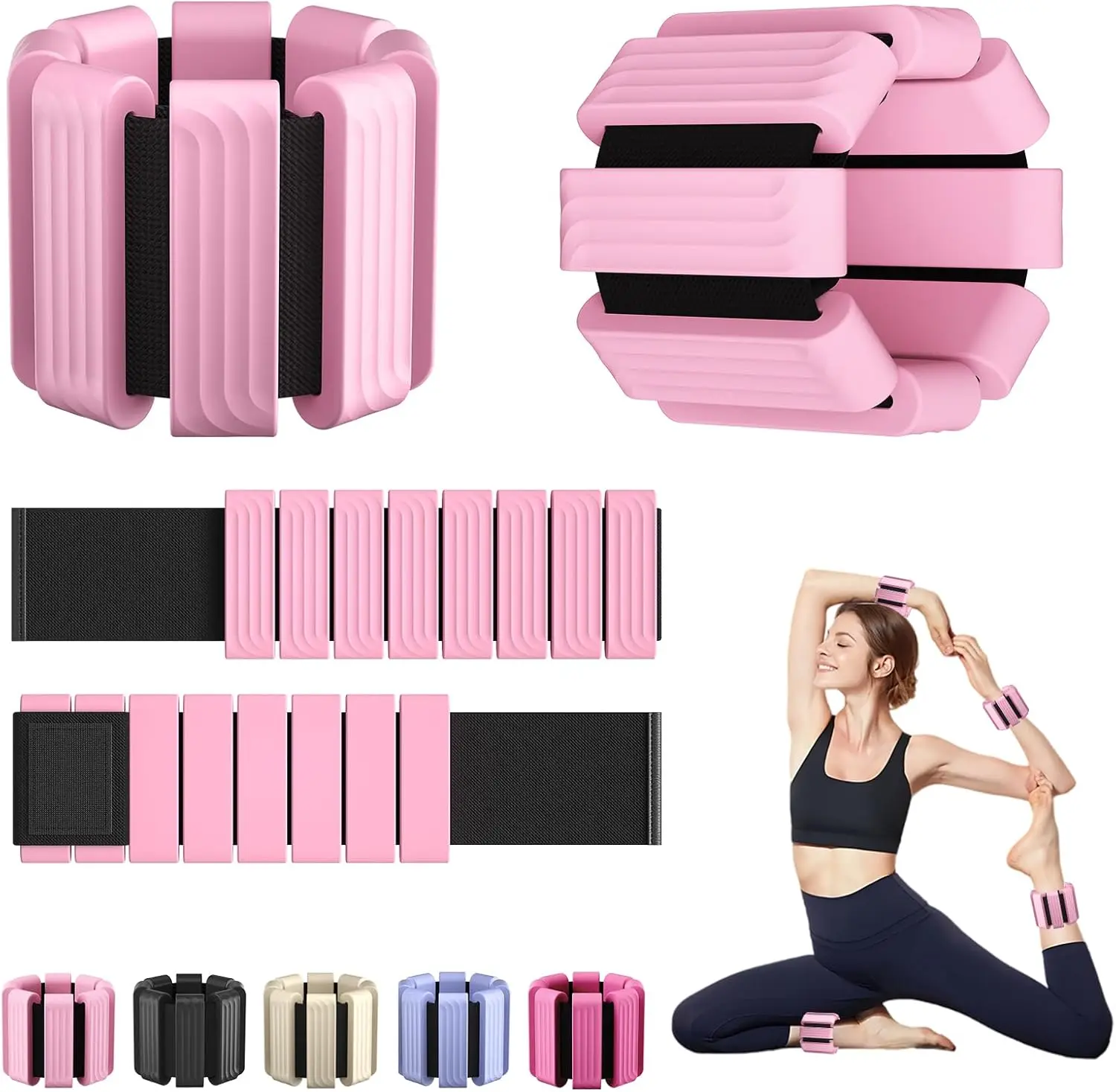 Pilates Wrist and Ankle Weights for Women - Adjustable Weighted Bangles for Men, 2 lbs Weighted Arm Bands Foot Leg Weights for W