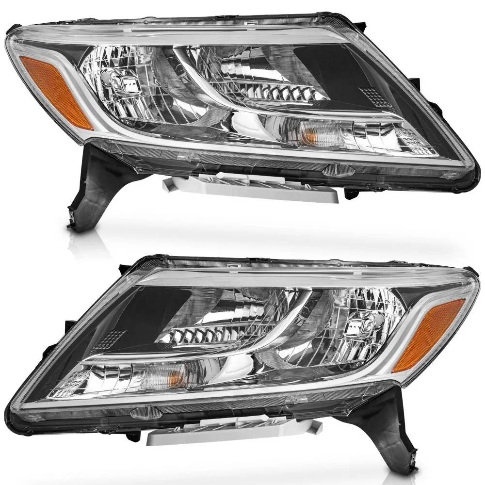 Pair Headlights For 2013-2016 Nissan Pathfinder Halogen Black Headlamps L+R