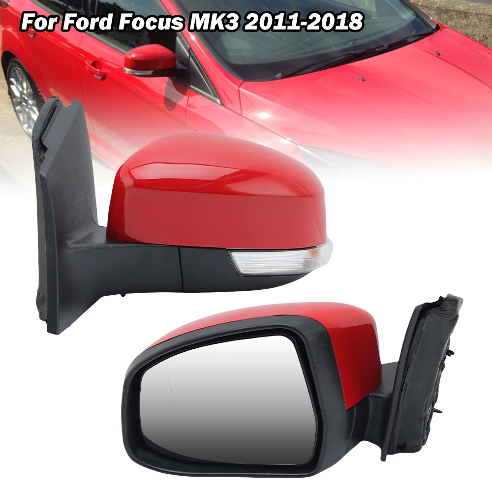 Side Mirror Assembly For Ford Focus MK3 2011-2018 Euro Version RACE Red Big Red Manual Folding Heated Door Mirror Accessories