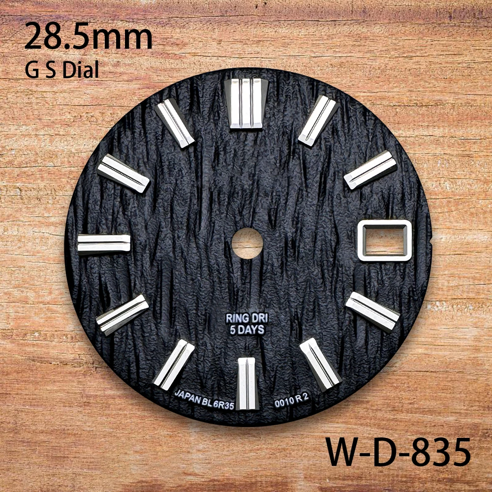 Logo GS 28.5mm dengan Dial Grand S Cocok untuk Mesin Jepang NH35/NH36/4R/7S, Luminescence Hijau, Gelombang, Aksesoris Jam Berkualitas Tinggi ﻿